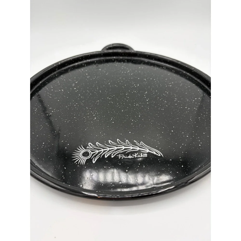 Frida Kahlo Santa Anita Black Speckled Enamel Comal Griddle Tortilla Pan Mexico